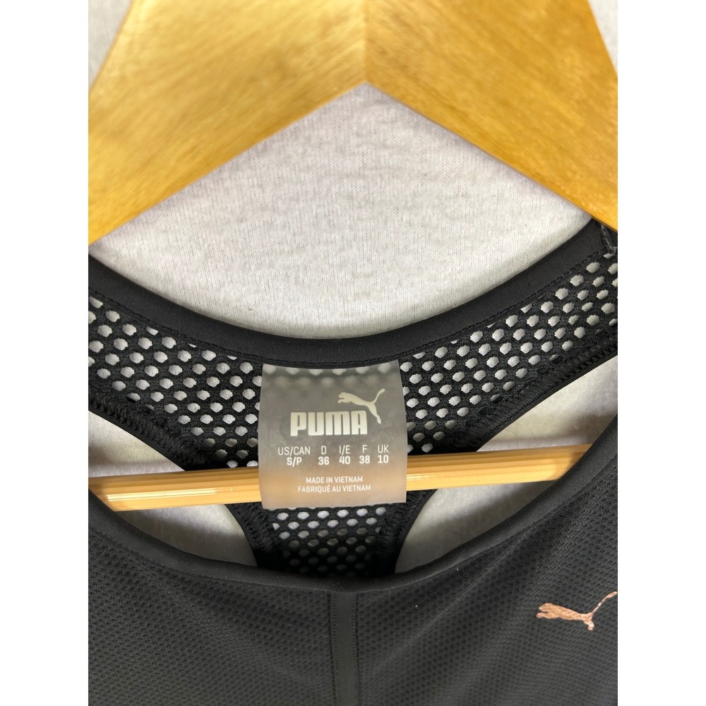 Athletic Puma Womens Sm Black Mesh Racerback Tank Top Rose Gold Logo 515713-01 - Picture 3 of 10